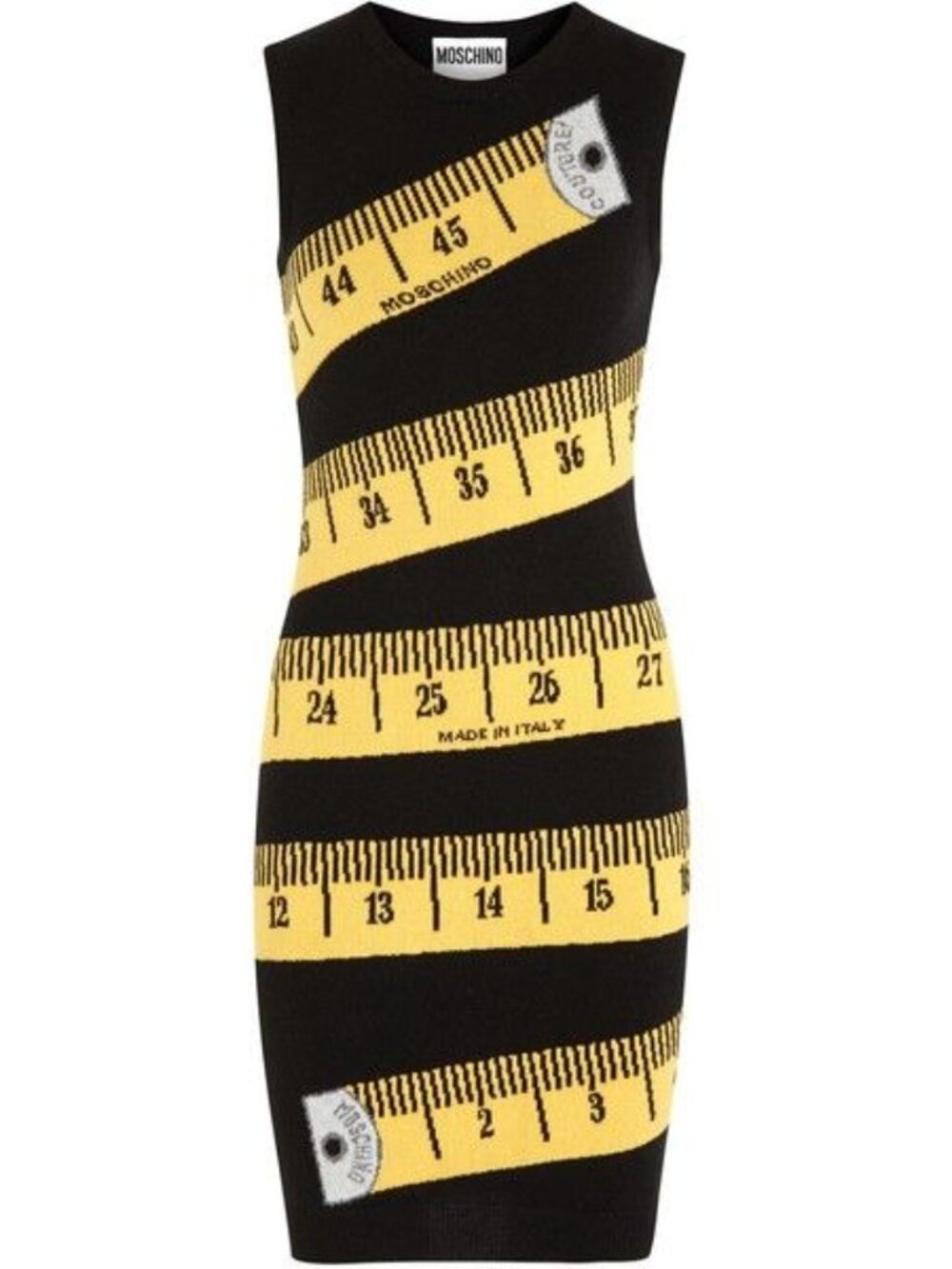 Moschino Couture Measure Tape Ruler Sweater Dress Wool Cashmere USA 6 IT 40